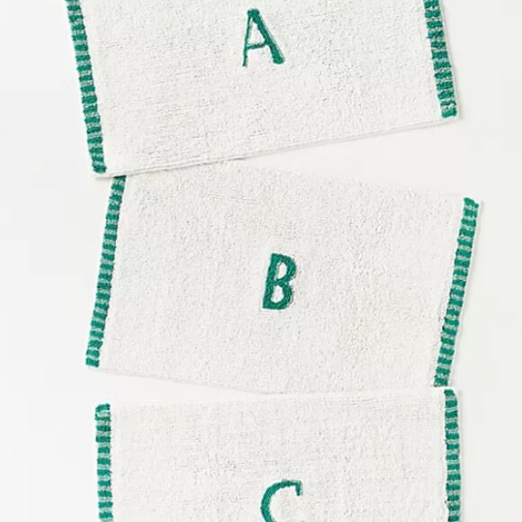 Anthropologie Monogram Embroidered Cotton Bath Mat 93362689 - Picture 1 of 4